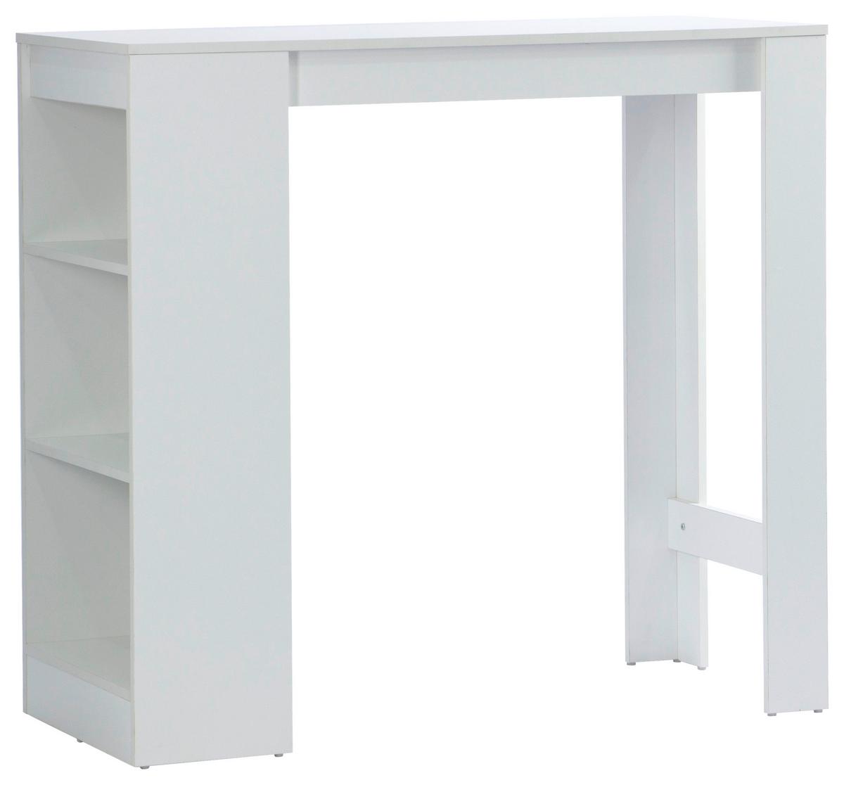 Bartisch Brest 110x103x50 Cm Melamin Weiß 3 Ablagen - Weiß, KONVENTIONELL, Holzwerkstoff (110/103/50cm)