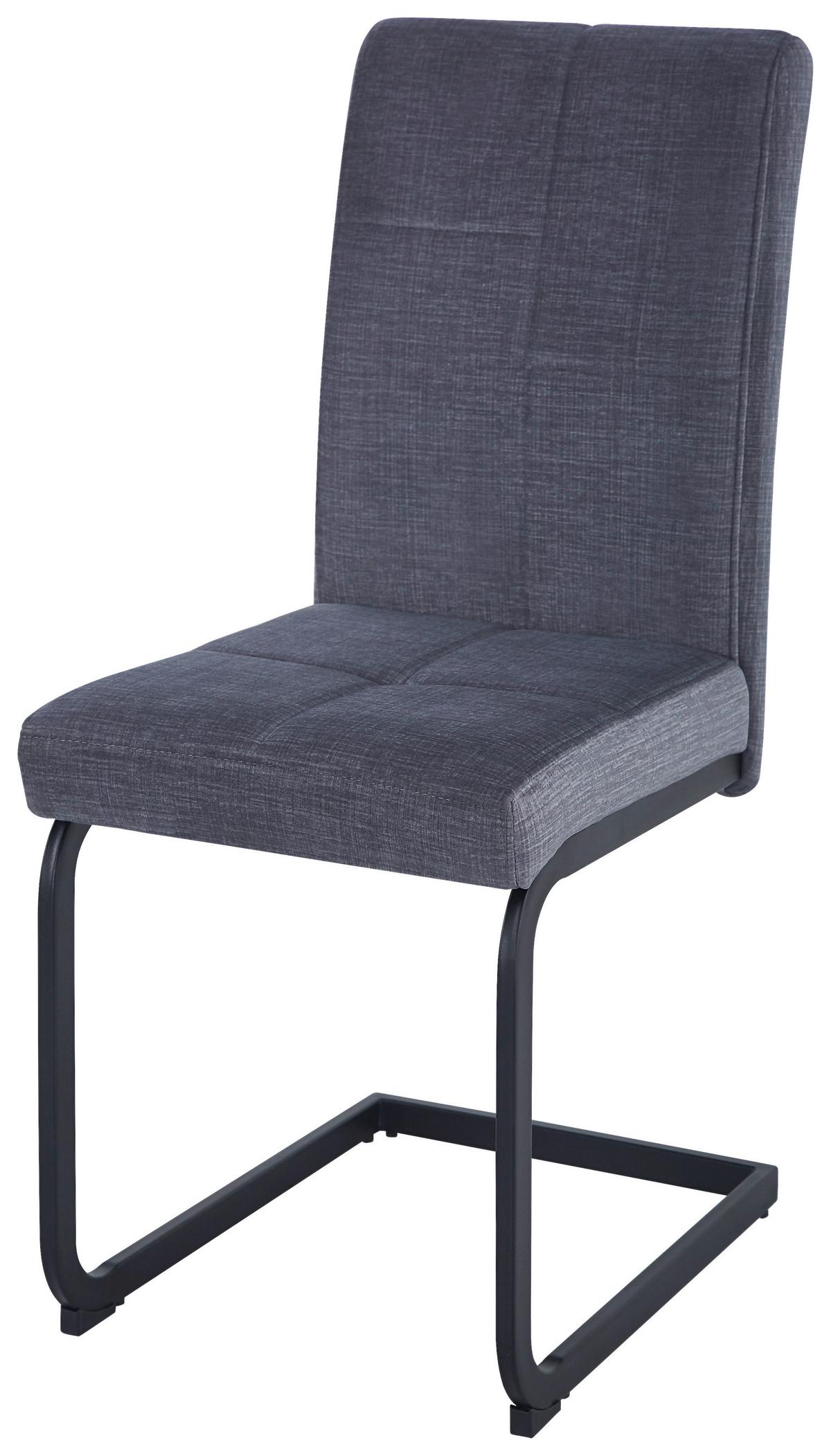 Schwingstuhl Tilos Samt Dunkelgrau, B: 41 cm - Dunkelgrau/Schwarz, KONVENTIONELL, Textil/Metall (41/98/55cm) - MID.YOU