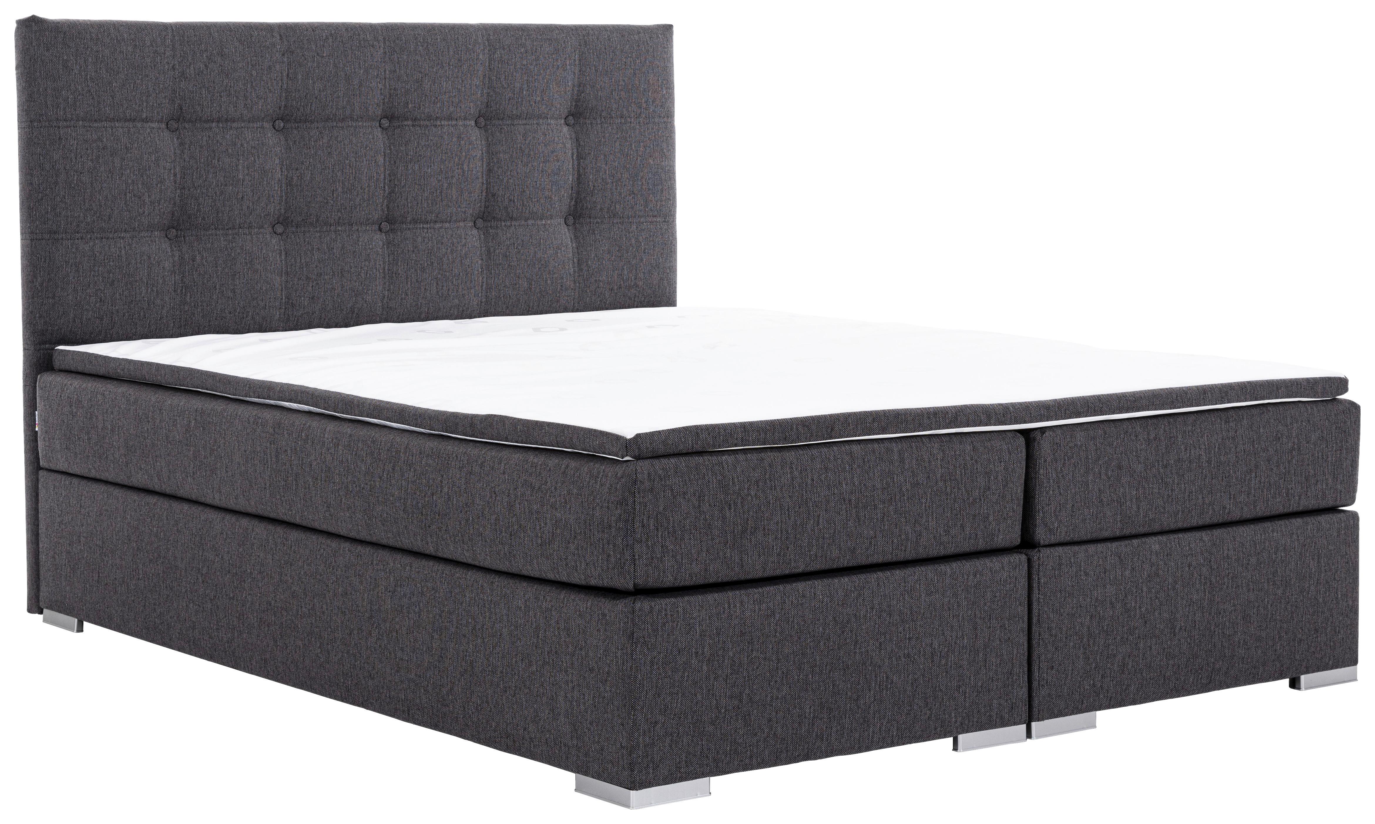 Boxbett Inez Grau Lf: 160x200 cm - Silberfarben/Grau, MODERN, Textil (160/200cm) - MID.YOU
