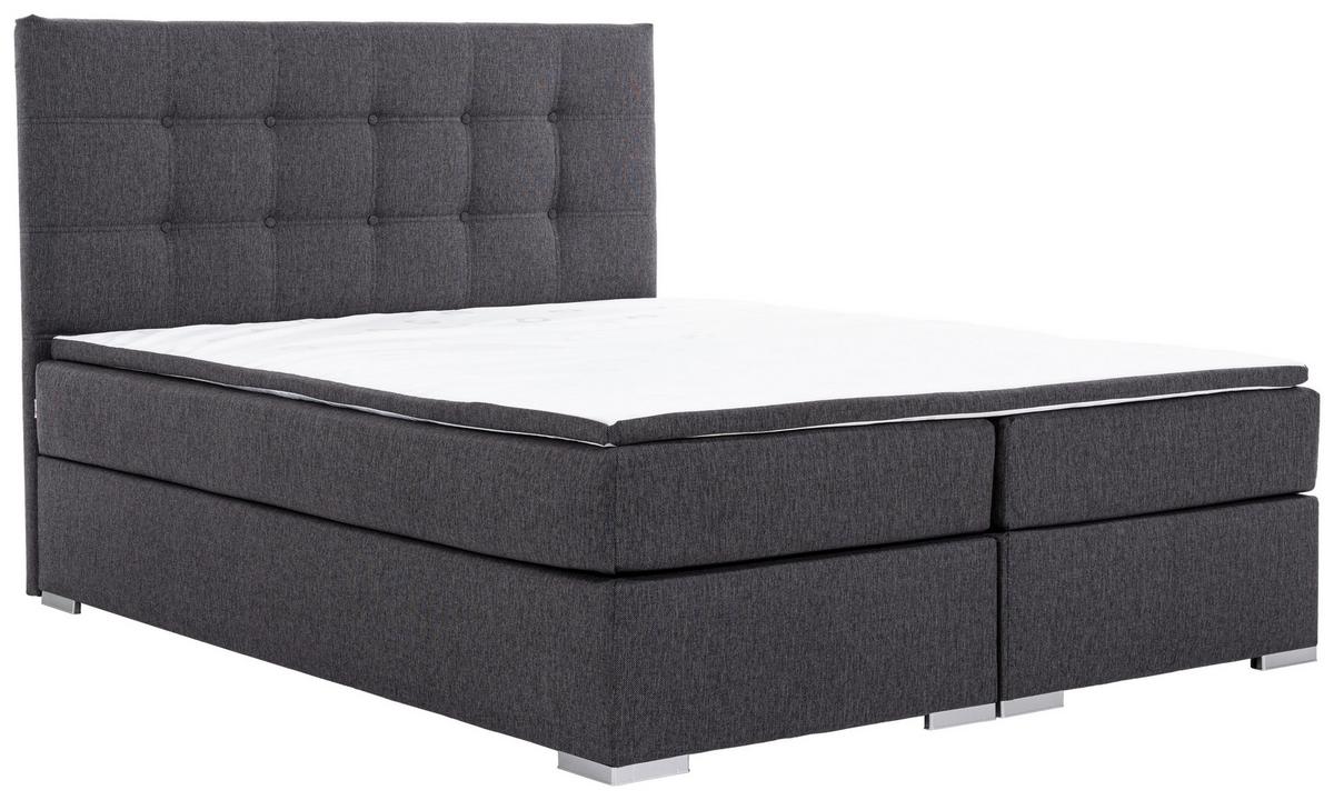 Boxbett Inez Grau Lf: 160x200 cm - Silberfarben/Grau, MODERN, Textil (160/200cm) - MID.YOU
