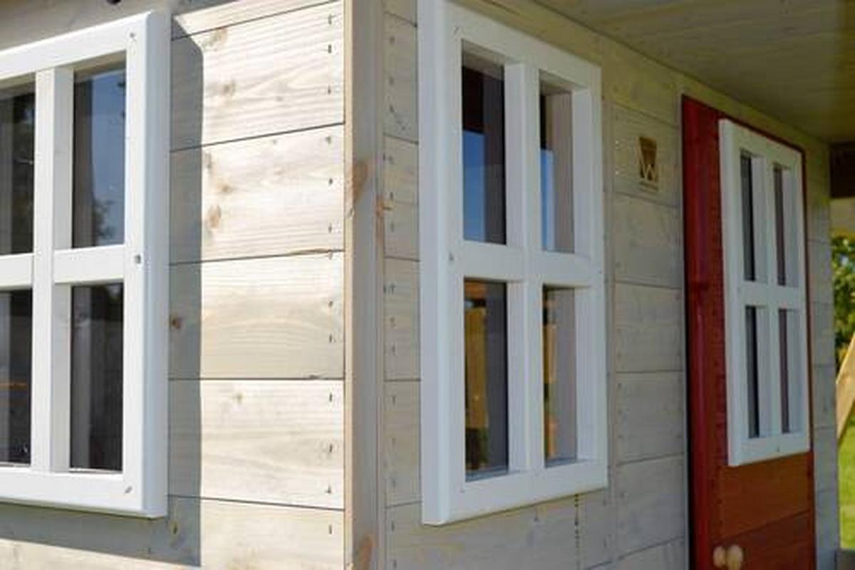 Spielhaus Frosch Naturfarben/Rot, B: 197 cm - Rot/Naturfarben, KONVENTIONELL, Holz (197/242/280cm)