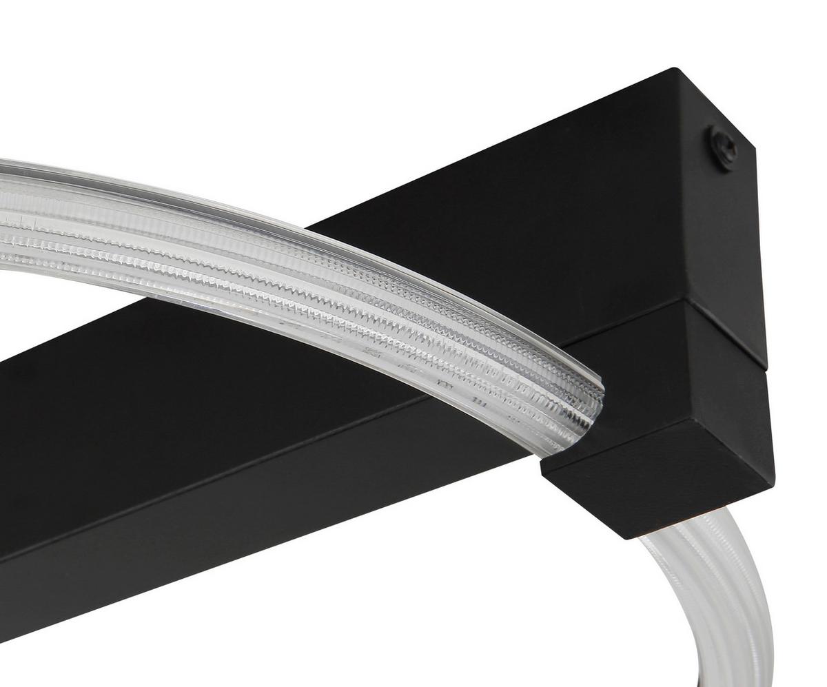 Deckenleuchte inkl. 1 LED 15W, 230V, ca. 41,4x38x8,5 cm - Transparent/Schwarz, Design, Kunststoff/Metall (41,4/38/8,5cm) - Globo