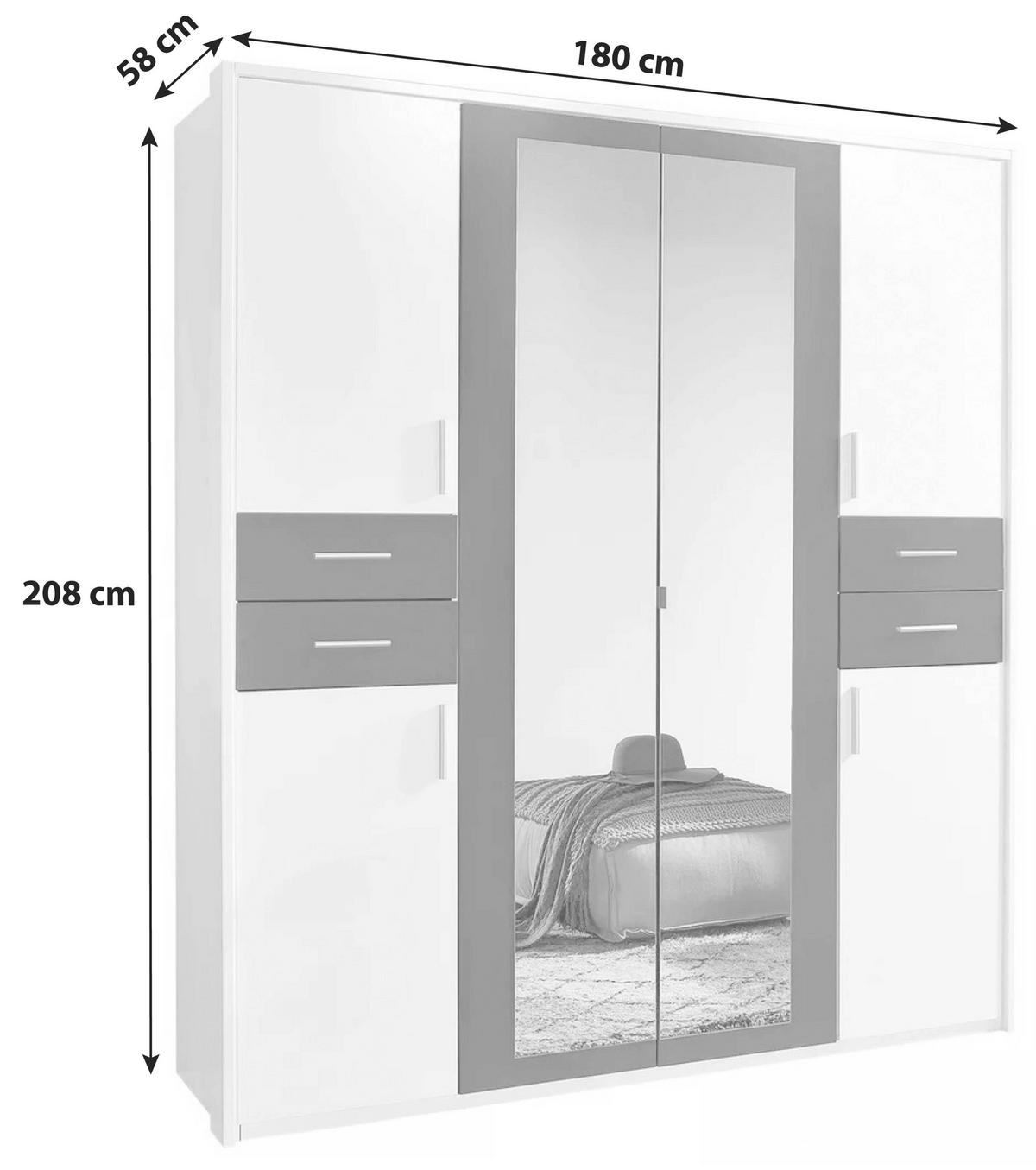 Drehtürenschrank 180cm Vegas, Eiche Dekor/Graphit - Eichefarben/Graphitfarben, Basics, Holzwerkstoff (180/208/58cm) - MID.YOU