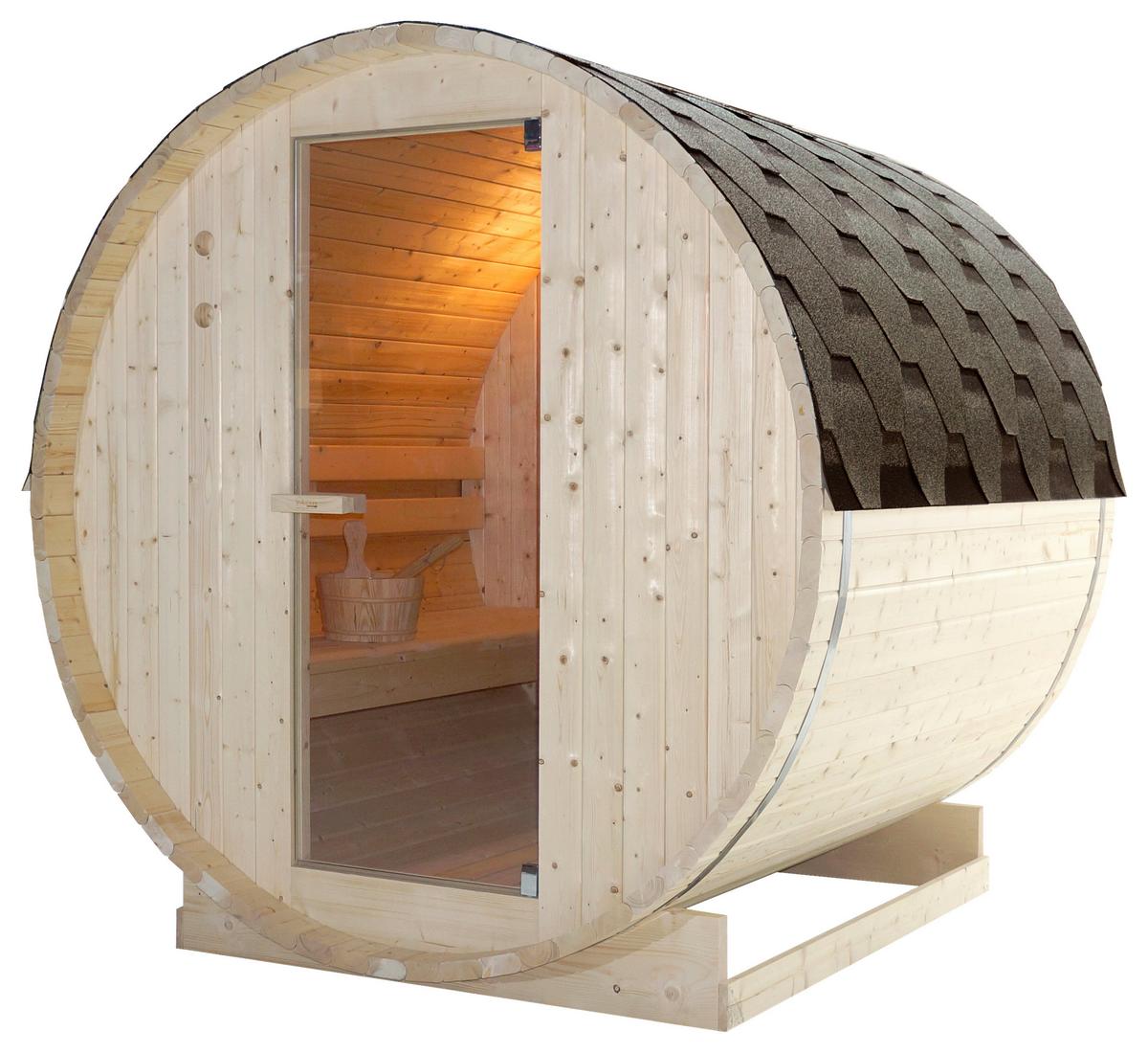 Saunafass Tromsö Fichtefarben B: 180 Cm - Fichtefarben, KONVENTIONELL, Glas/Holz (189/180/191,5cm) - Sanotechnik