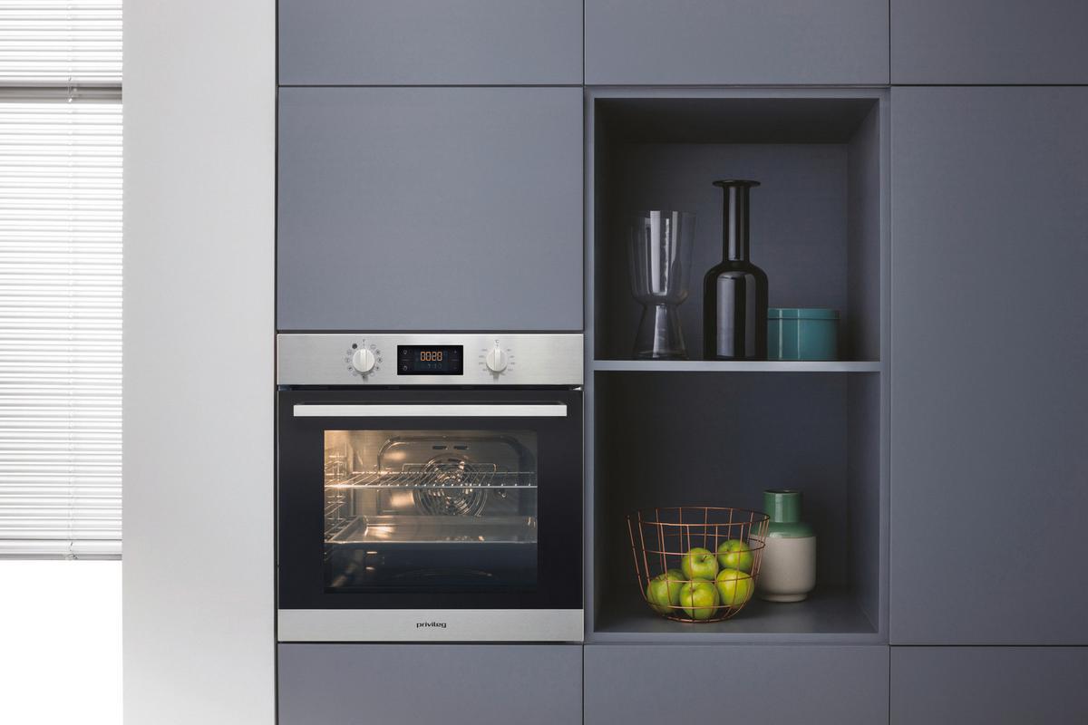 Privileg Einbau-backofen B: 59,5cm Silber, Click&clean - Silberfarben/Schwarz, Basics, Glas/Metall (59,5/59,5/54,9cm) - Privileg