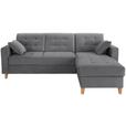 Ecksofa Bergen - Dunkelgrau/Naturfarben, Design, Textil (231/160cm) - Luca Bessoni