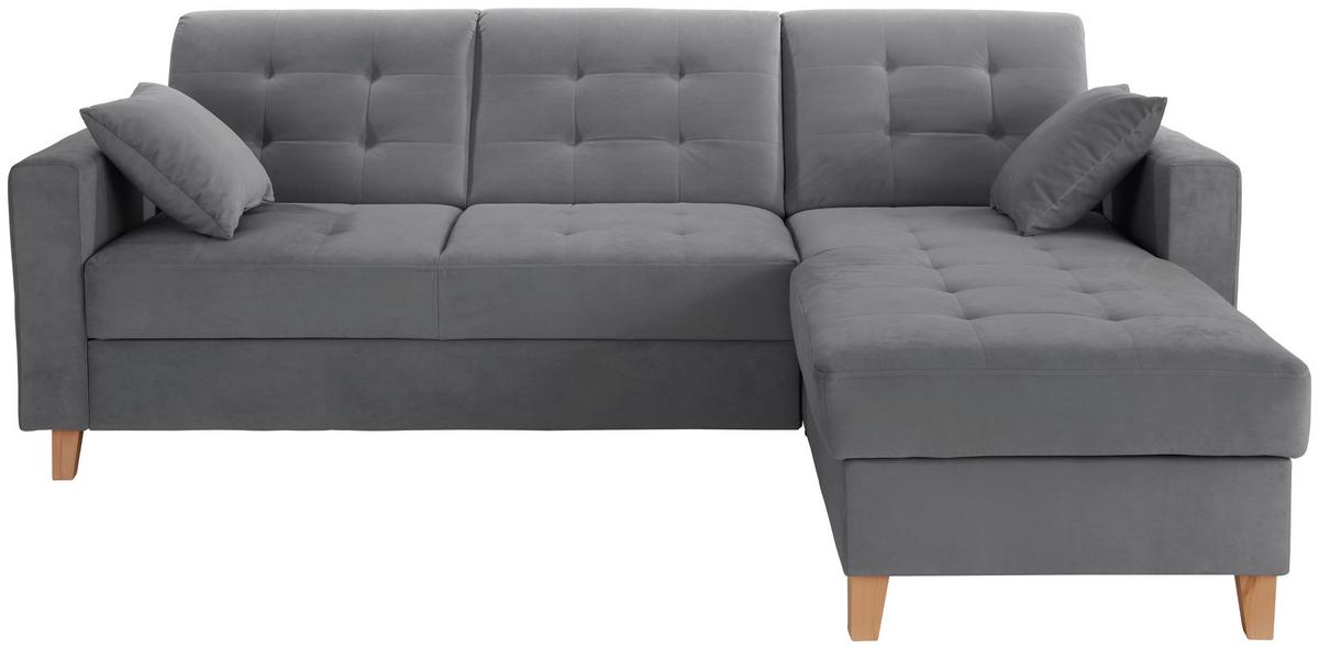 Ecksofa Bergen - Dunkelgrau/Naturfarben, Design, Textil (231/160cm) - Luca Bessoni