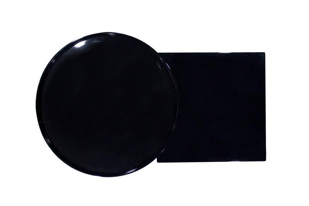 Beistelltisch Mit 2 Platten Buttler, Schwarz/bambus - Schwarz/Braun, Basics, Holz/Holzwerkstoff (49,5/77/46cm) - Kayoom