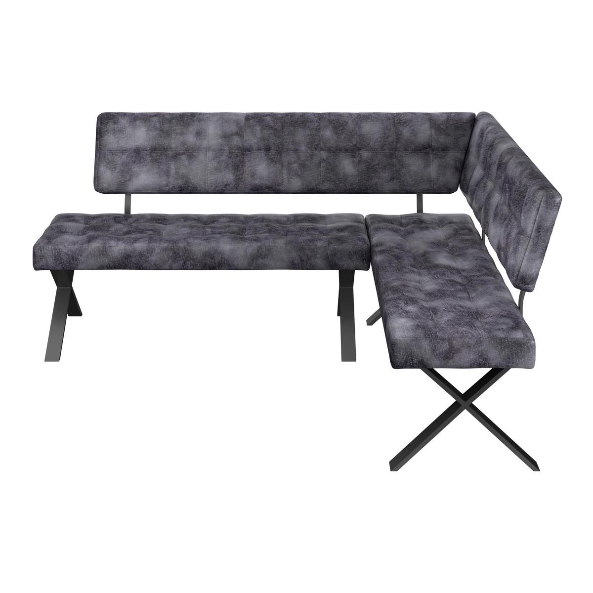 Eckbank Anthrazit Webstoff Donna 200x150 Cm - Anthrazit/Schwarz, MODERN, Textil/Metall (200/150cm)