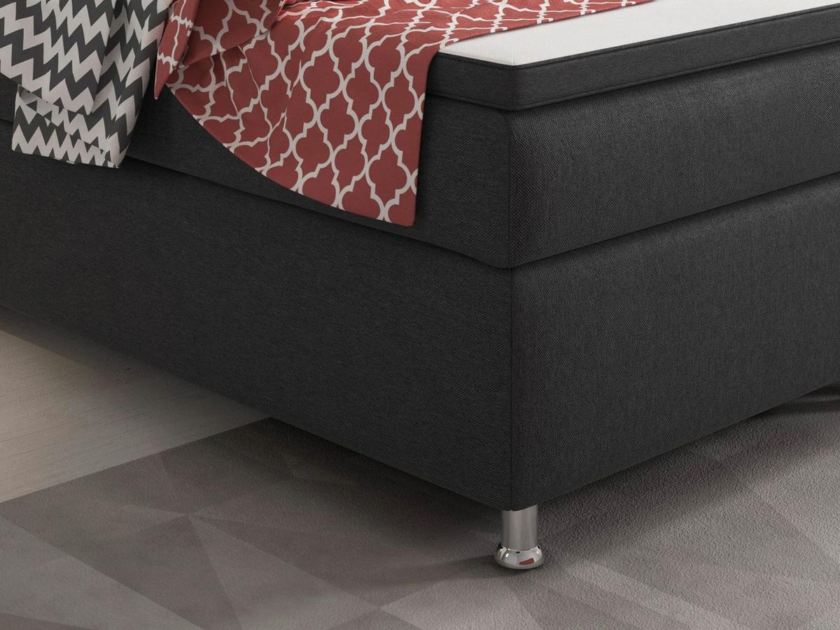 Boxspringbett mit Topper 180x200cm King Size-F - Anthrazit/Silberfarben, KONVENTIONELL, Textil (180/115/210cm) - MID.YOU