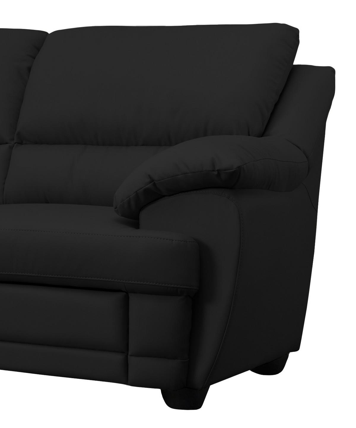 Ecksofa Nebolo Schwarz Lederlook - Schwarz, Design, Textil (225/245cm) - Livetastic