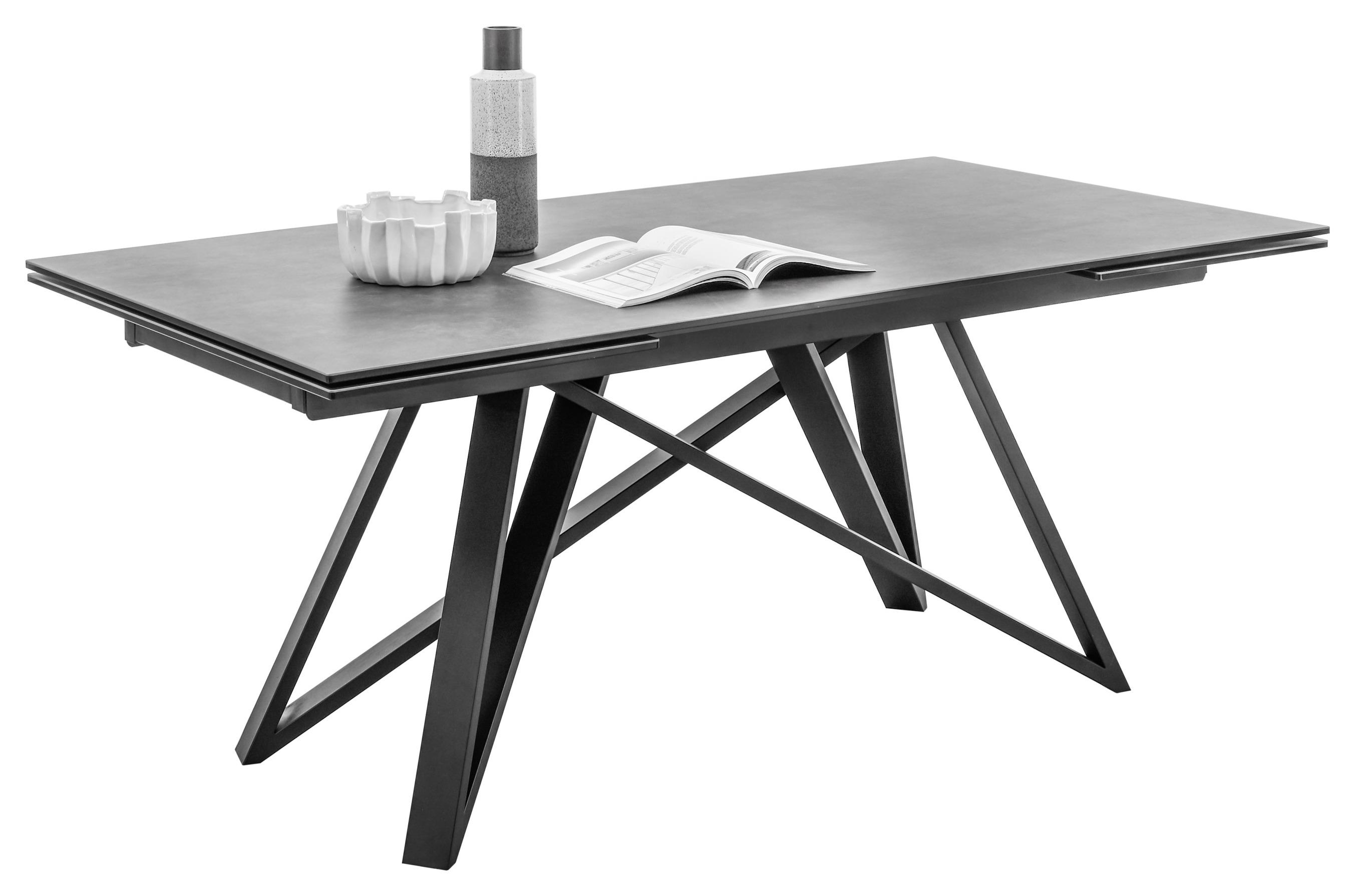 Jídelní Stůl Charly 180-280 Cm - černá/antracitová, Design, kov/sklo (180-280/95/75cm) - MID.YOU