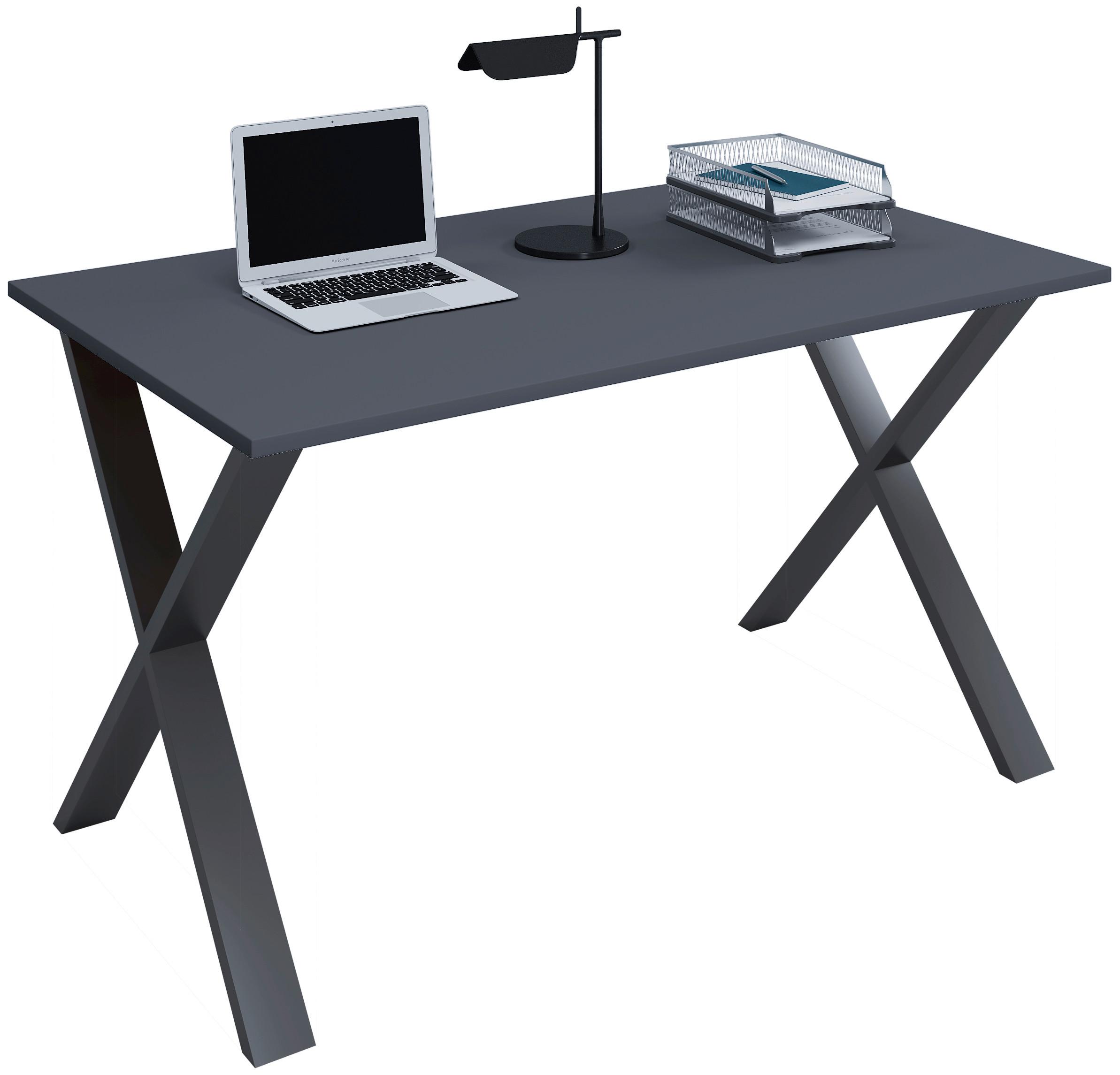 Schreibtisch Lona Anthrazit B: 140 cm - Anthrazit/Schwarz, Design, Holzwerkstoff/Metall (140/76/80cm) - MID.YOU