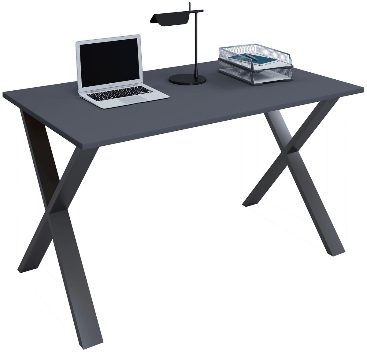 Schreibtisch Lona Anthrazit B: 140 cm - Anthrazit/Schwarz, Design, Holzwerkstoff/Metall (140/76/80cm) - MID.YOU