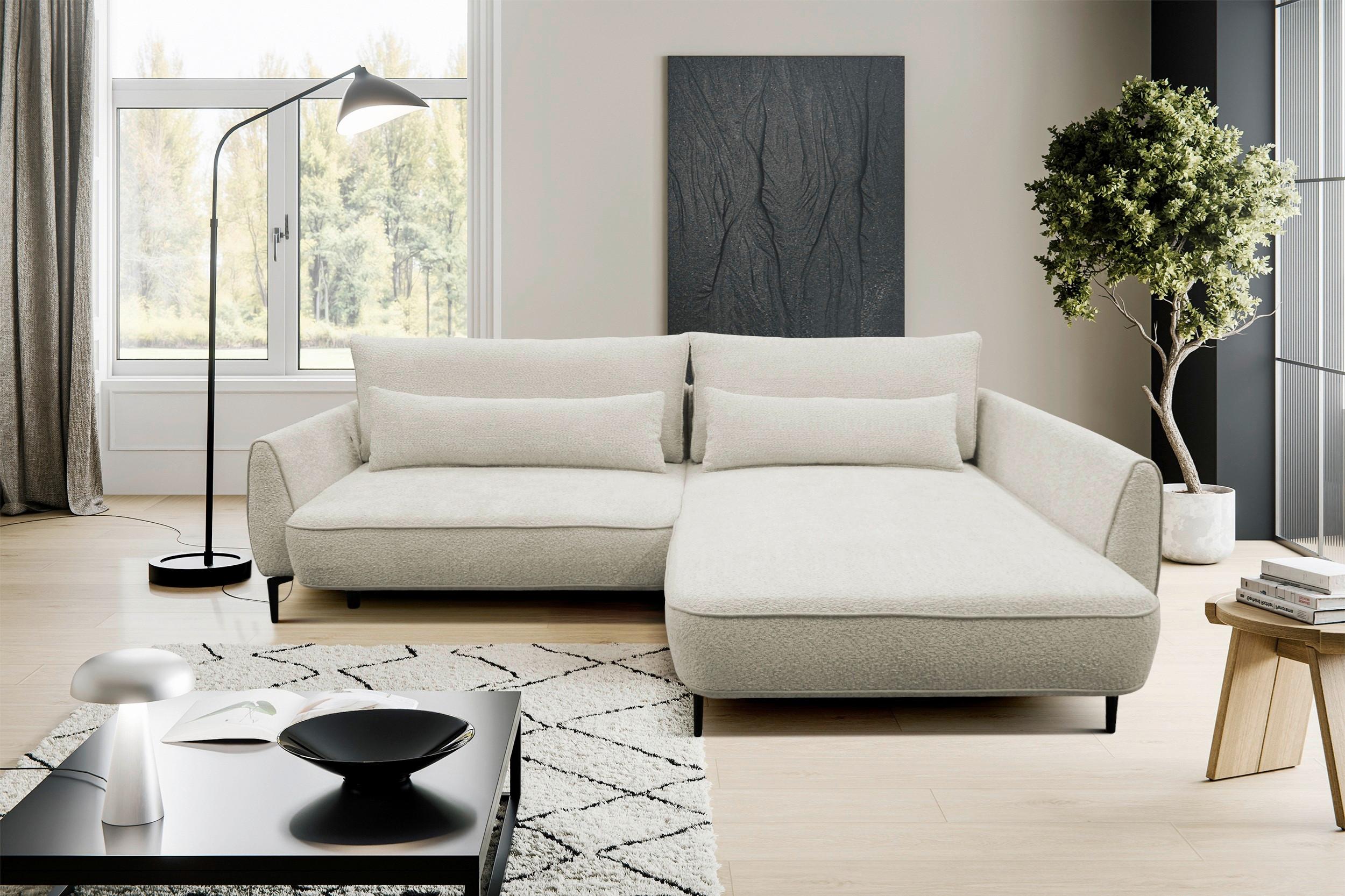 Ecksofa Abriamo Creme 273x204 cm - Creme/Schwarz, Design, Textil (273/204cm) - MID.YOU