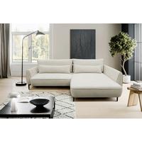 Ecksofa Abriamo Creme 273x204 Cm - Creme/Schwarz, Design, Textil (273/204cm) - MID.YOU