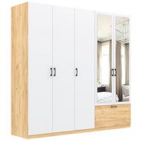 Nyílóajtós Szekrény Mila 225/210 Cm - Artisan tölgy/fehér, Konventionell, faalapú anyag/Üveg (225/210/54cm)