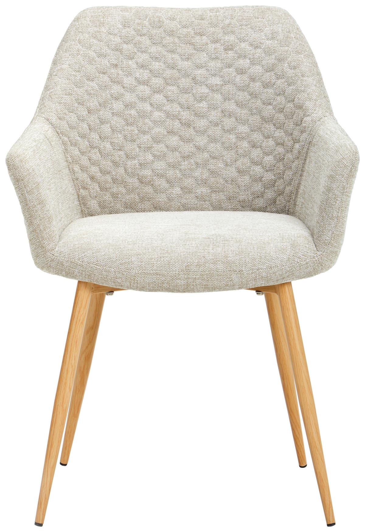 Armlehnstuhl-Set 2er Lara Bezug: Webstoff-Beige - Eichefarben/Beige, KONVENTIONELL, Holz/Textil (56,5/80/58cm) - Livetastic