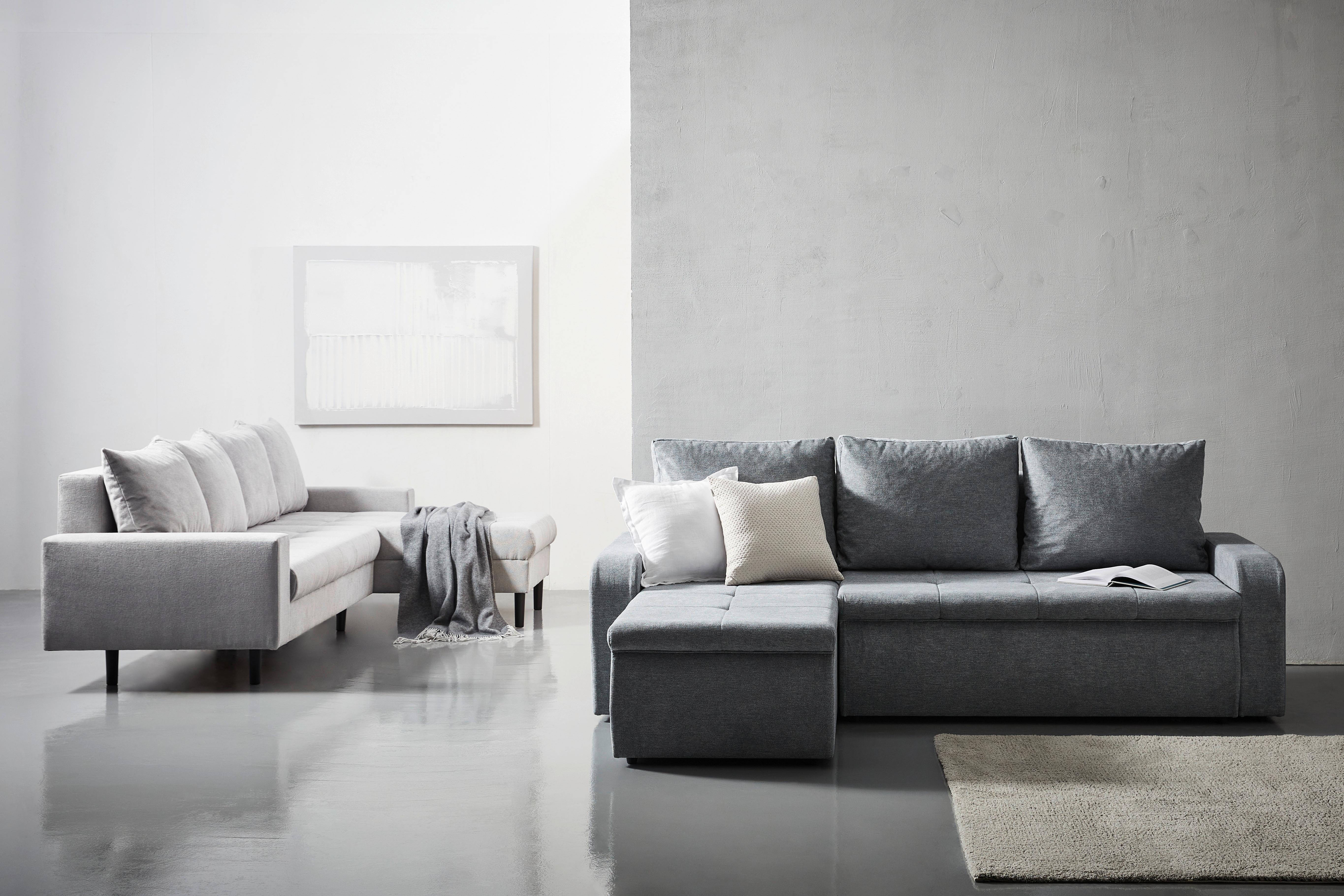 Ecksofa Boston, Hellgrau S: 231x157 cm - Hellgrau/Schwarz, KONVENTIONELL, Textil (231/157cm) - P & B