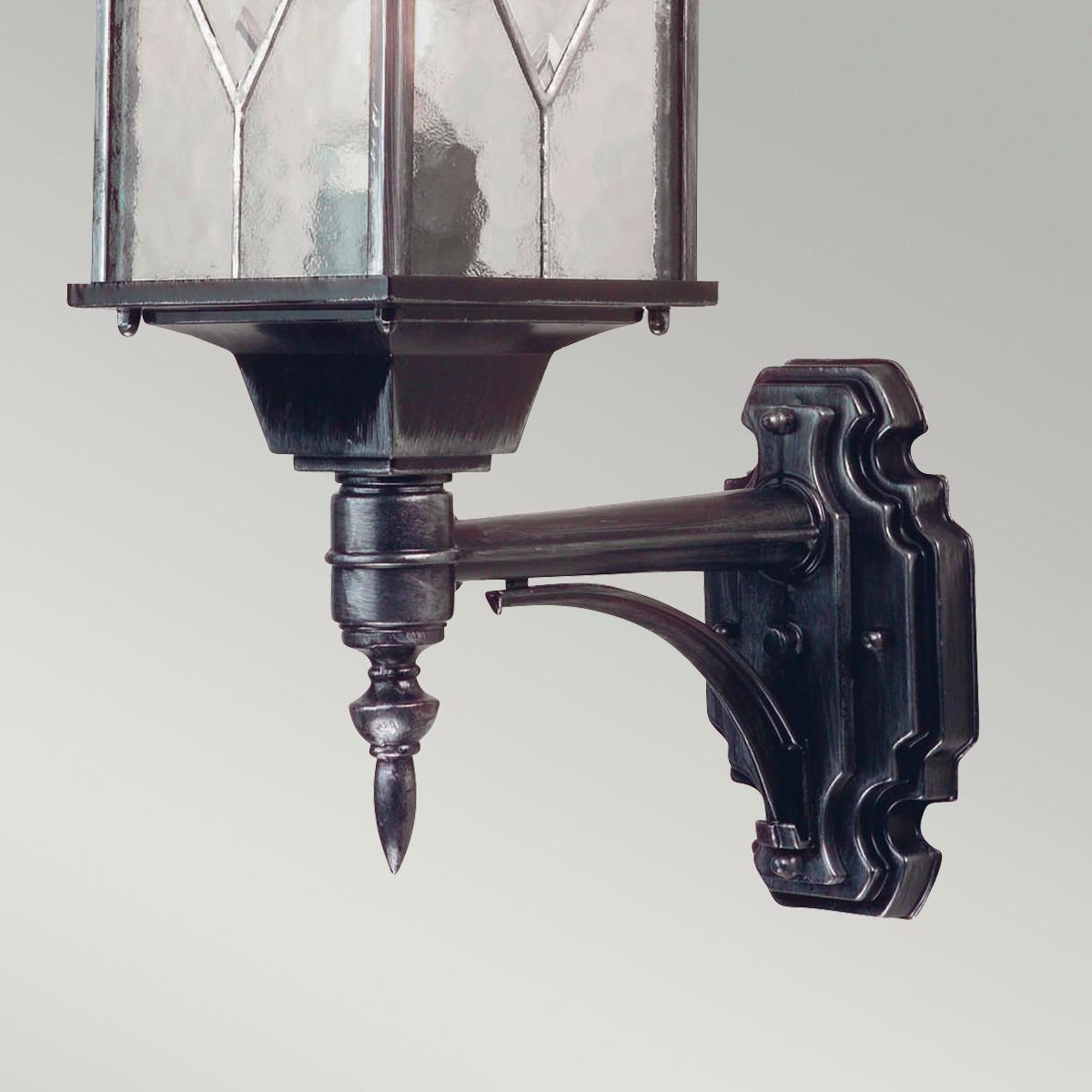 Außenwandleuchte 100 Watt Metall Glas, Wandmontage - Silberfarben/Schwarz, KONVENTIONELL, Glas/Metall (15.9/53.5/28.5cm) - Elstead Lighting