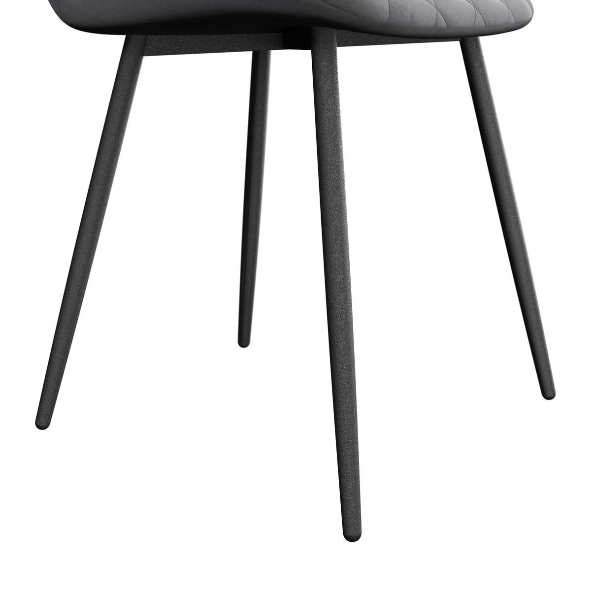Vierfußstuhl Zoe Samt dunkelgrau, B: 58cm - Dunkelgrau/Schwarz, Trend, Textil/Metall (58/85/47cm)