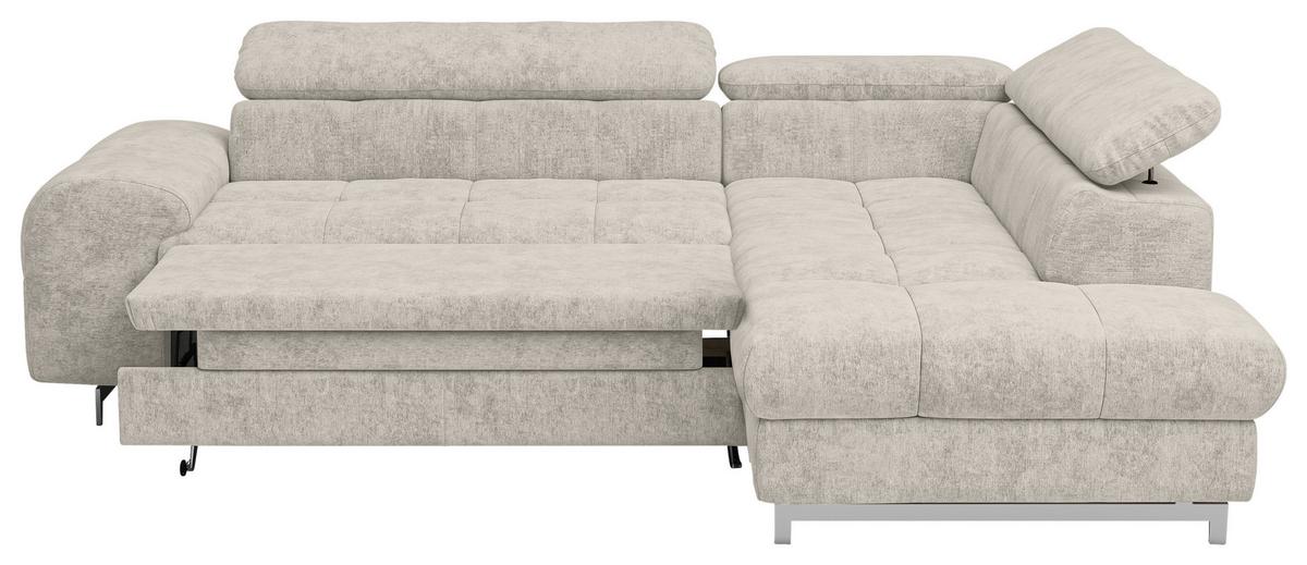 Ecksofa mit Schlaffunktion Cloud + Grau - Chromfarben/Grau, KONVENTIONELL, Textil (257/206cm) - Livetastic