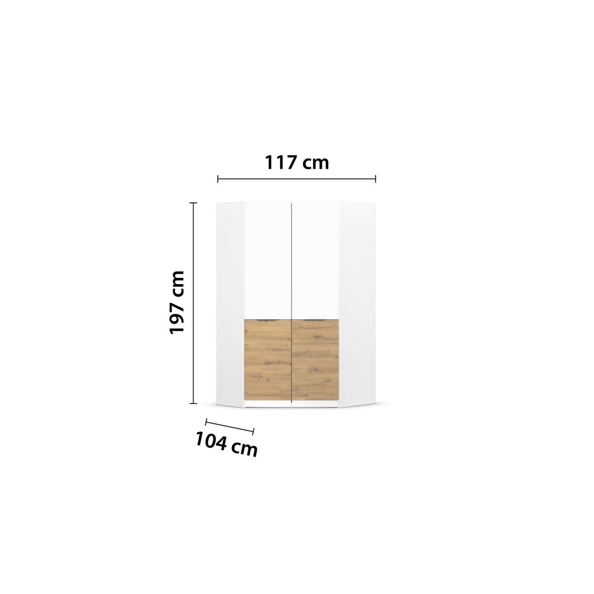 PRŮCHOZÍ ROHOVÁ SKŘÍŇ MAX-EXTRA - bílá/šedá, Konvenční, kompozitní dřevo/plast (117/197/117cm)