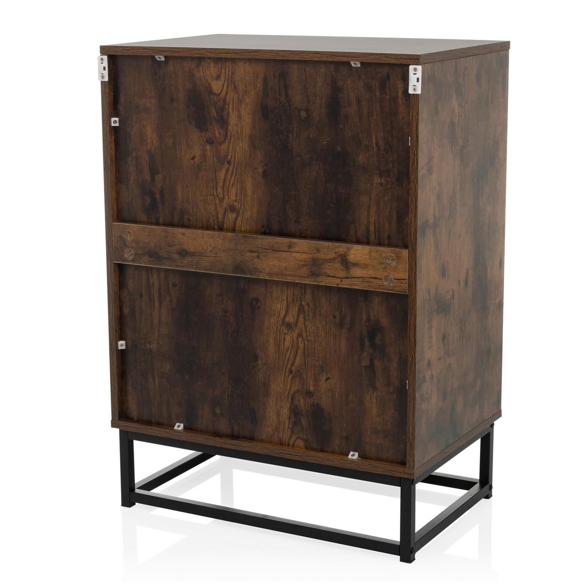 Kommode Vinstra Braun/schwarz B: 60 Cm - Schwarz/Braun, MODERN, Holzwerkstoff (60/83,5/38,5cm) - MID.YOU