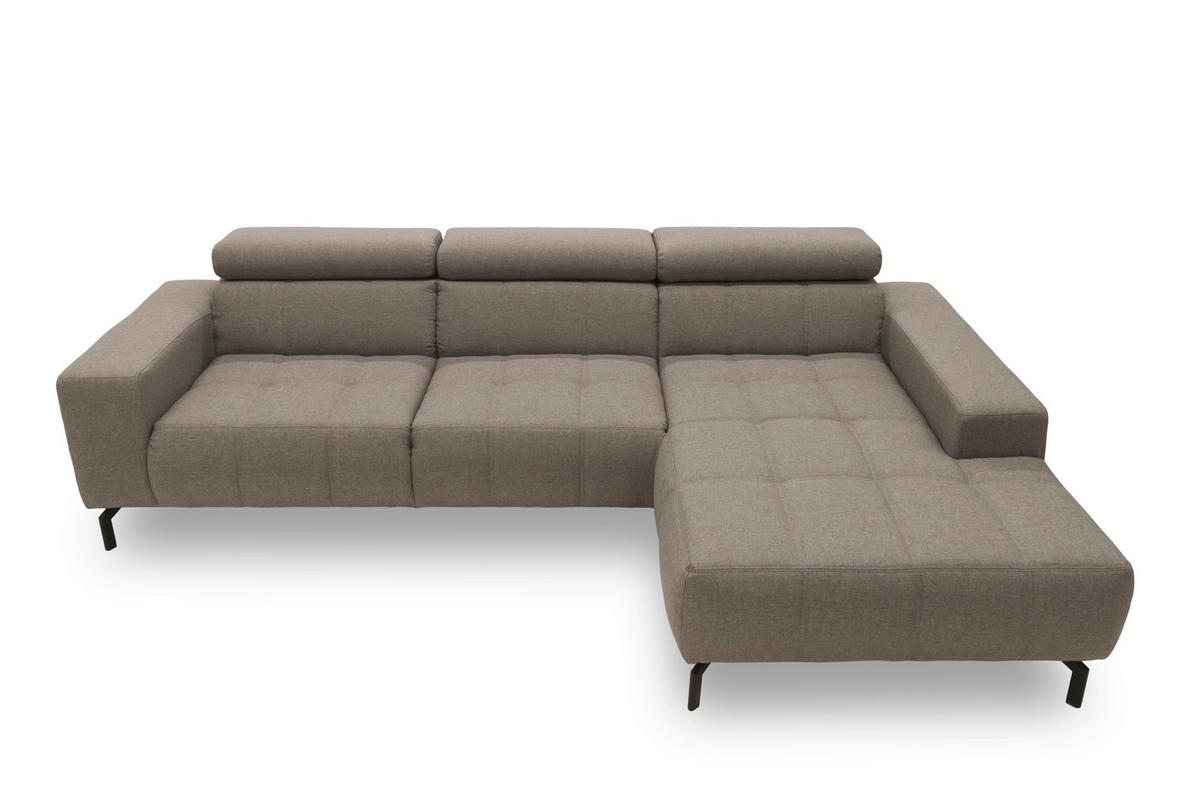 Gepolstertes Ecksofa mit silberfarbenem Webstoffbezug
