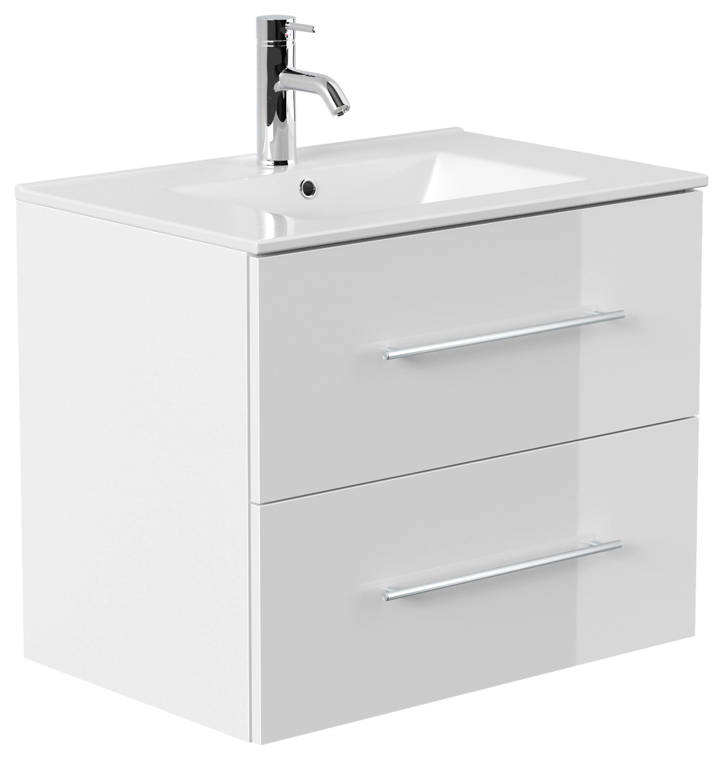 WASCHTISCHKOMBI Homeline, Weiß HG, B: 71 cm - Weiß Hochglanz/Weiß, Basics, Keramik/Holzwerkstoff (71cm) - MID.YOU