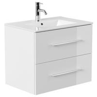 WASCHTISCHKOMBI Homeline, Weiß HG, B: 71 cm - Weiß Hochglanz/Weiß, Basics, Keramik/Holzwerkstoff (71cm) - MID.YOU