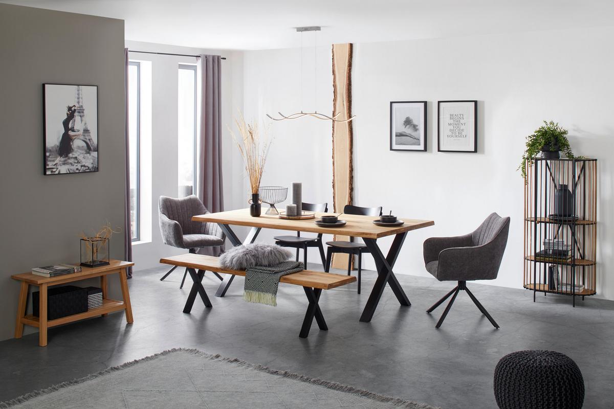 Židle s područkami Trient, šedá - šedá/černá, Moderní, kov/textil (62/87/65cm) - Premium Living