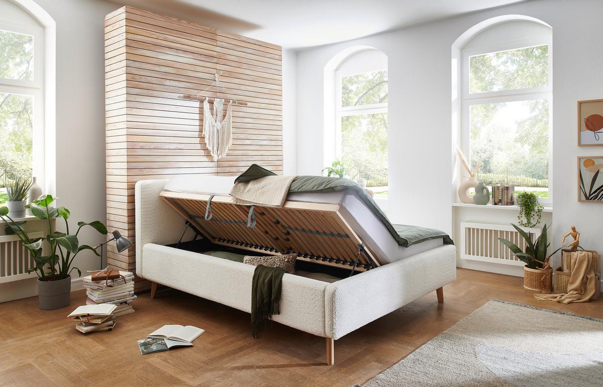 Polsterbett Mattis Abriamo Creme 160x200cm - Eichefarben/Birkefarben, Design, Holz/Textil (160/200cm) - MID.YOU