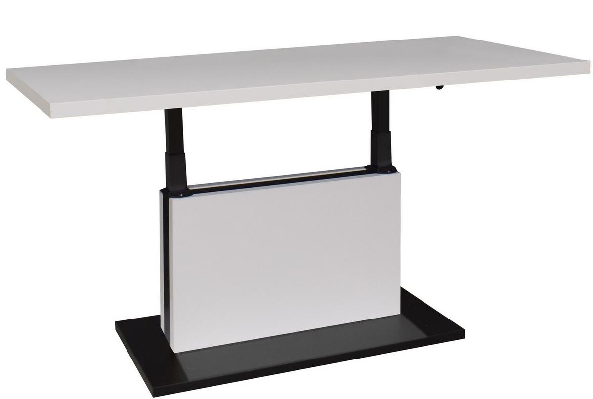 Couchtisch Lift Weiß/Schwarz B: 120 cm - Weiß Hochglanz/Schwarz, Design, Holzwerkstoff/Metall (120/55-69/70cm) - MID.YOU