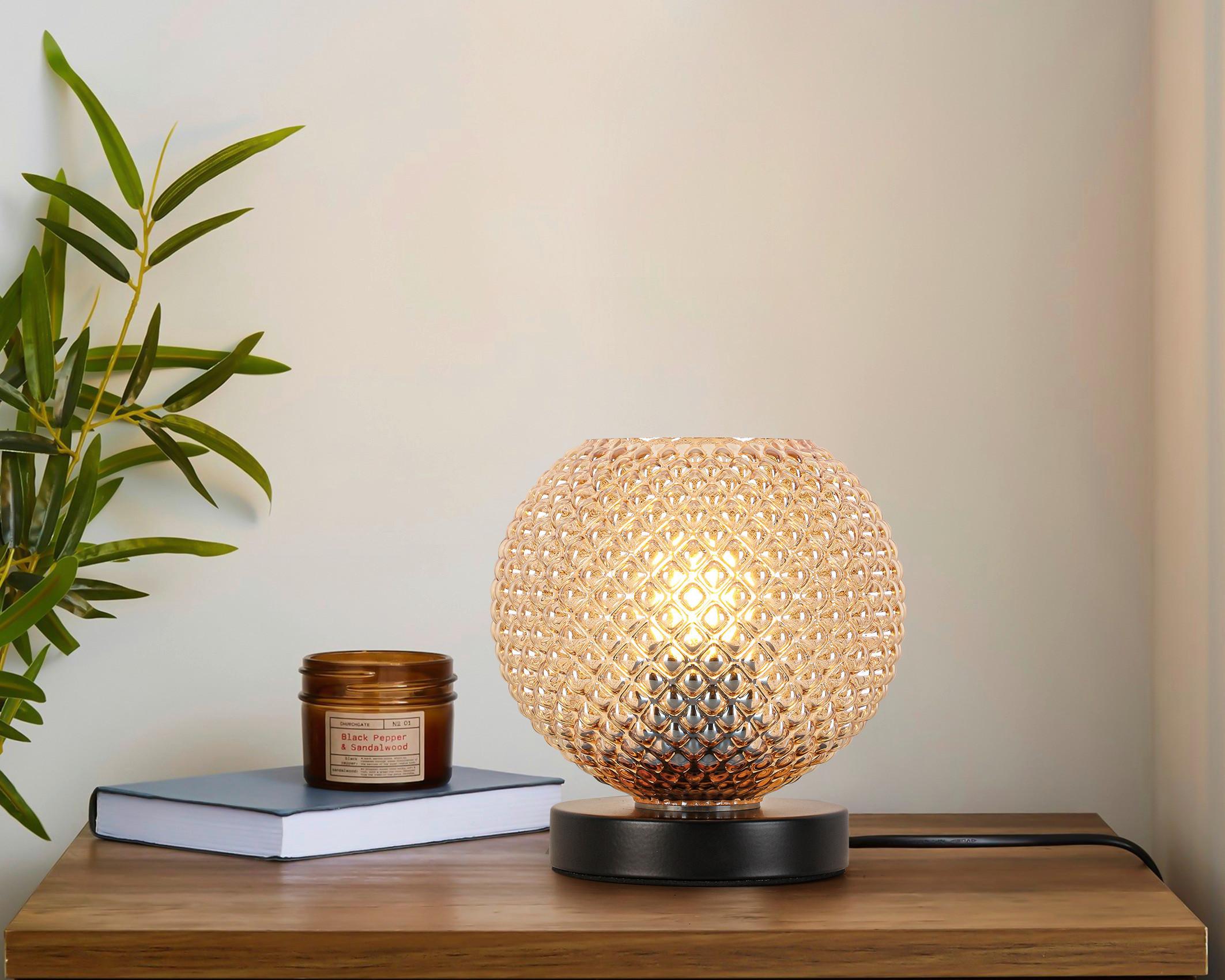 STOLNÍ LAMPA GUDI - jantarové barvy/černá, Moderní, kov/plast (16/16,5cm) - Modern Living