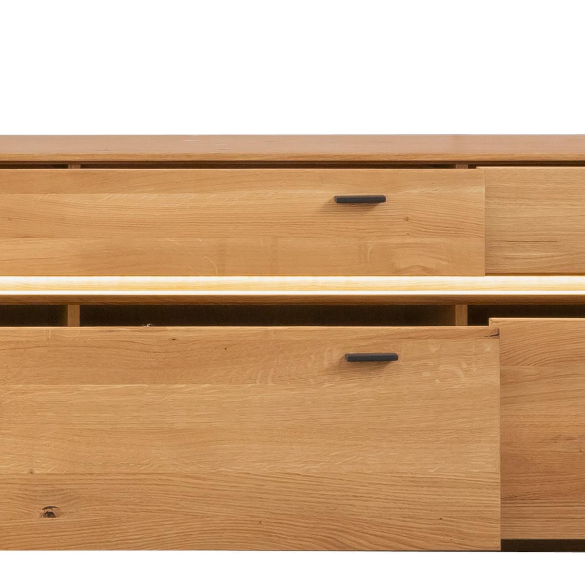 Wohnkombination Massiv 3-Tlg. Como Wildeiche - Wildeiche, Natur, Glas/Holz (276/202/51cm) - MID.YOU