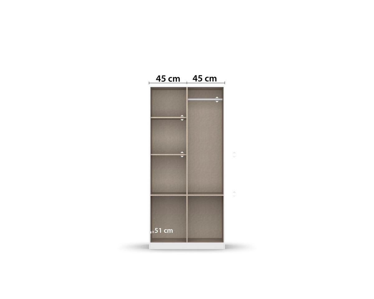 Drehtürenschrank Berlin Eiche Artisan/Grau B: 91 cm - Eiche Artisan/Grau, MODERN, Holzwerkstoff (91/197/54cm) - Rauch Möbel