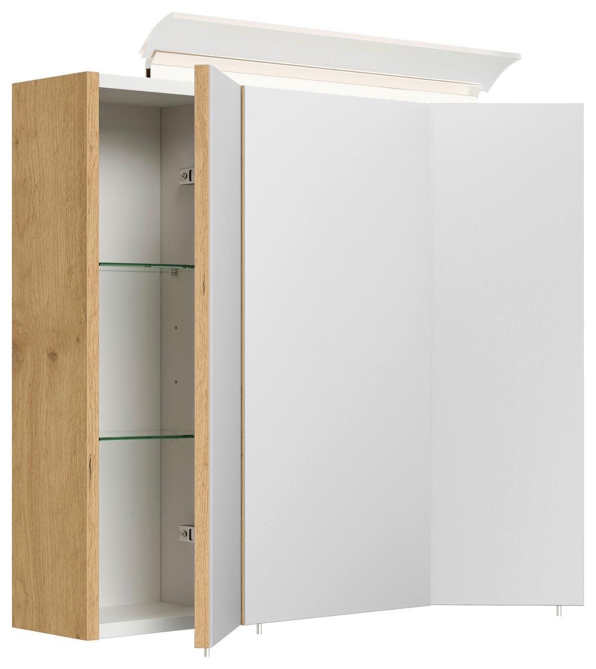 Spiegelschrank Eiche Dekor B: 70 cm - Eichefarben, MODERN, Glas/Holzwerkstoff (70/62/17cm) - MID.YOU