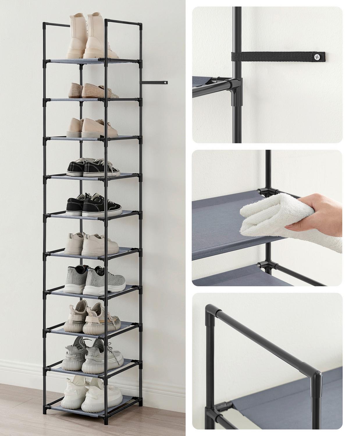 Schuhregal Grau B: 33cm - Grau, Basics, Kunststoff/Textil (33/173/33cm)