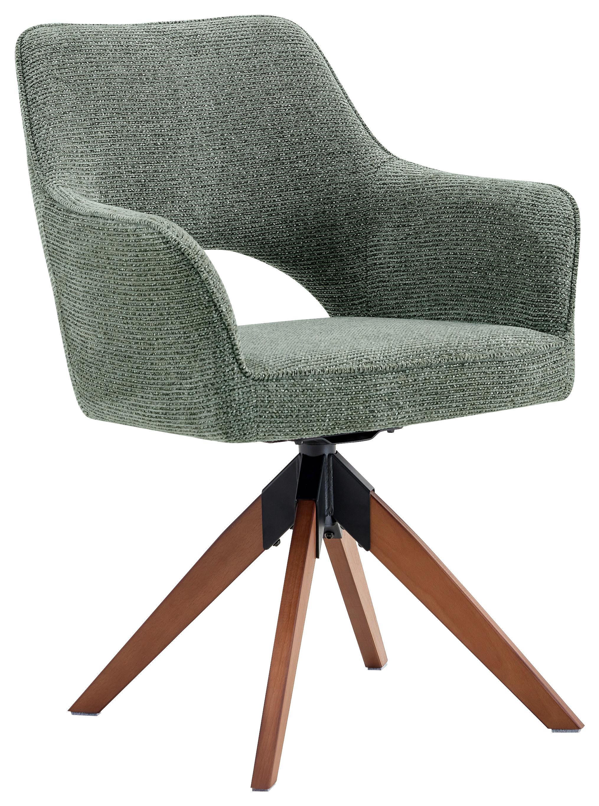 Armlehnstuhl Puro Walnussfarben/Grün B: 60 cm - Walnussfarben/Grün, MODERN, Holz/Textil (60/89/65,5cm) - Livetastic