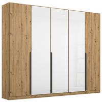 Drehtürenschrank Artemis 225 cm Weiß/Eiche Dekor - Weiß/Eiche Artisan, MODERN, Glas/Holzwerkstoff (225/210/54cm) - Rauch Möbel