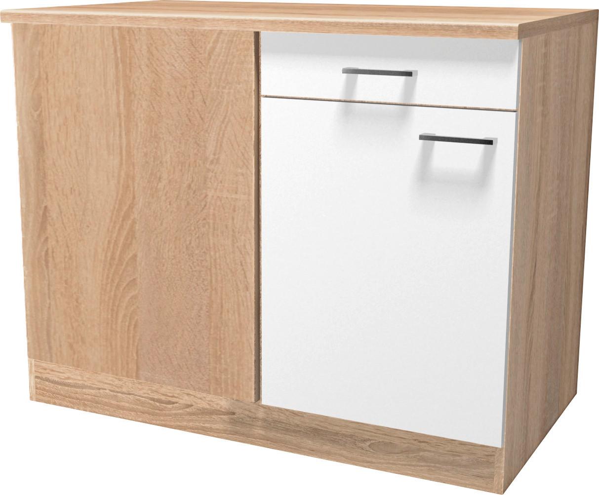 Rohová Spodní Skříňka Samoa Uebe 110 - bílá/barvy dubu, Konvenční, kompozitní dřevo/plast (110/85/57cm)