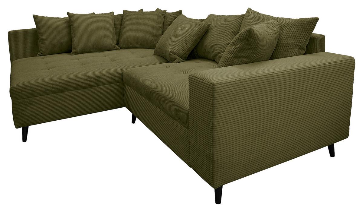 Ecksofa Pruno Olivgrün S: 174x247 cm - Schwarz/Olivgrün, Design, Textil (174/247cm) - MID.YOU