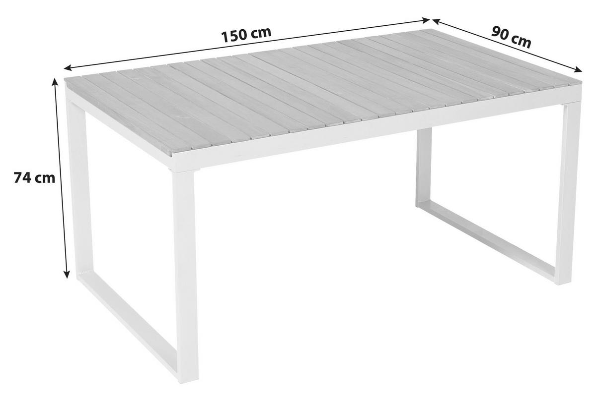 Gartengarnitur 7--Teilig. Naxos Akazie/Aluminium - Silberfarben/Grau, MODERN, Holz/Textil - Gardenson