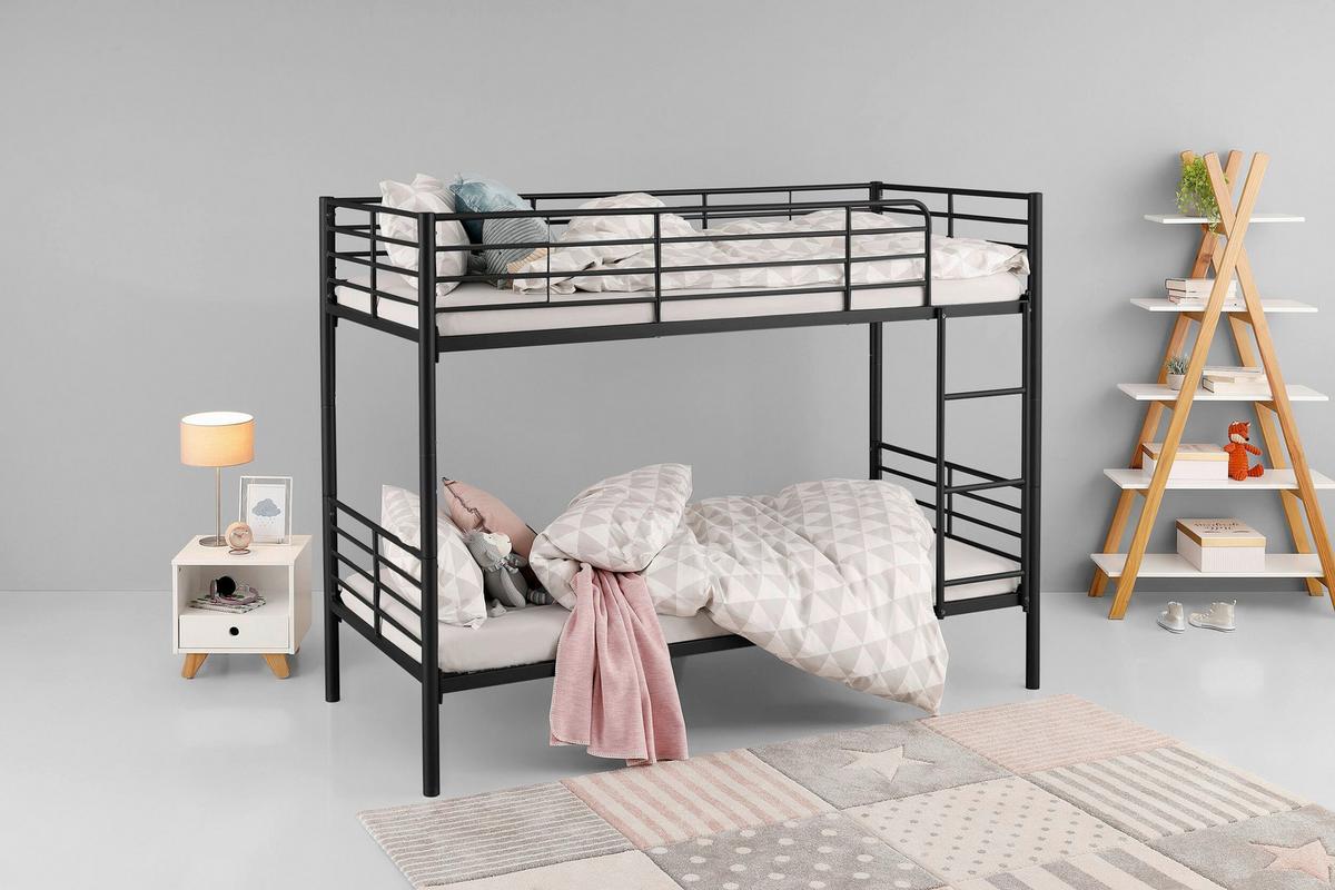 ETAGENBETT Rosie Schwarz 90x200cm - Schwarz, Design, Metall (90/200cm) - MID.YOU