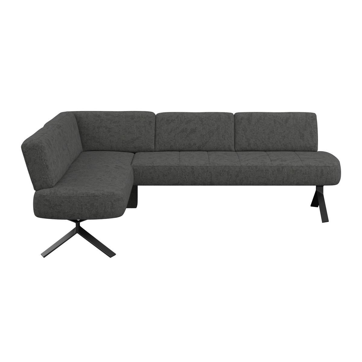 Eckbank schwarz/Metallbeine Ulmo,S: 176x248cm - Schwarz, MODERN, Textil/Metall (176/248cm)