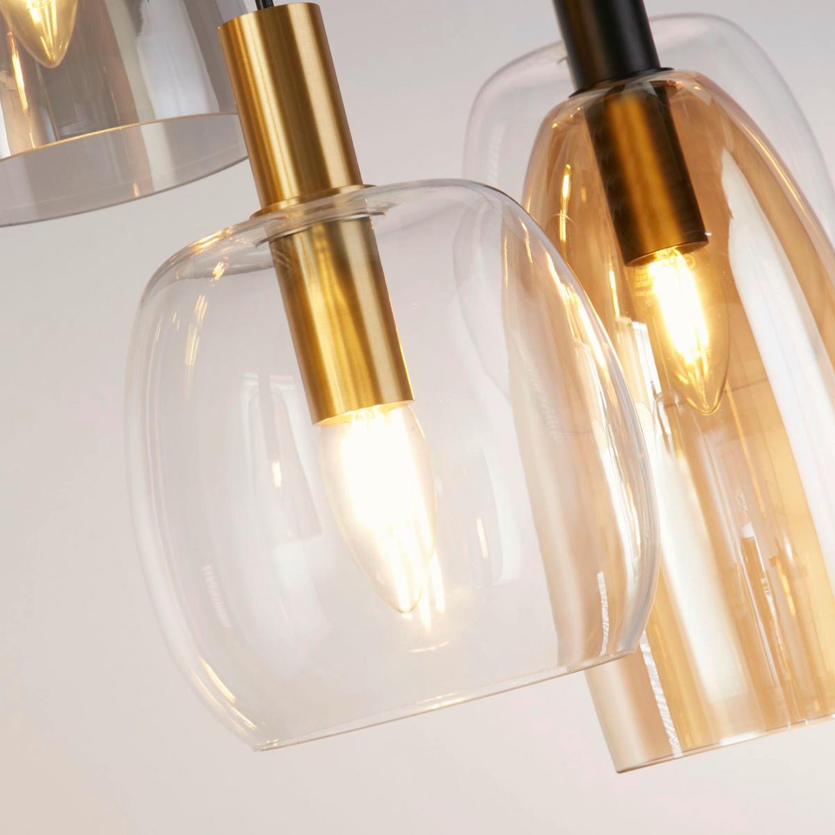 Függőlámpa 36463-6bk - fekete, Design, üveg/fém (30/95cm)