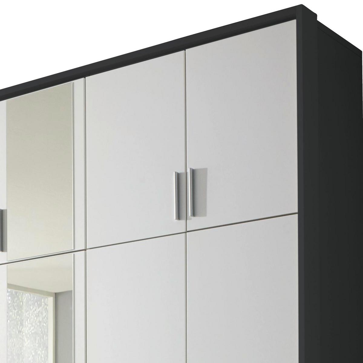 Drehtürenschrank Mit Spiegel + Laden 275cm Hildesheim, Weiß - Klar/Weiß, Design, Glas/Holzwerkstoff (275/231/56cm) - Rauch Möbel