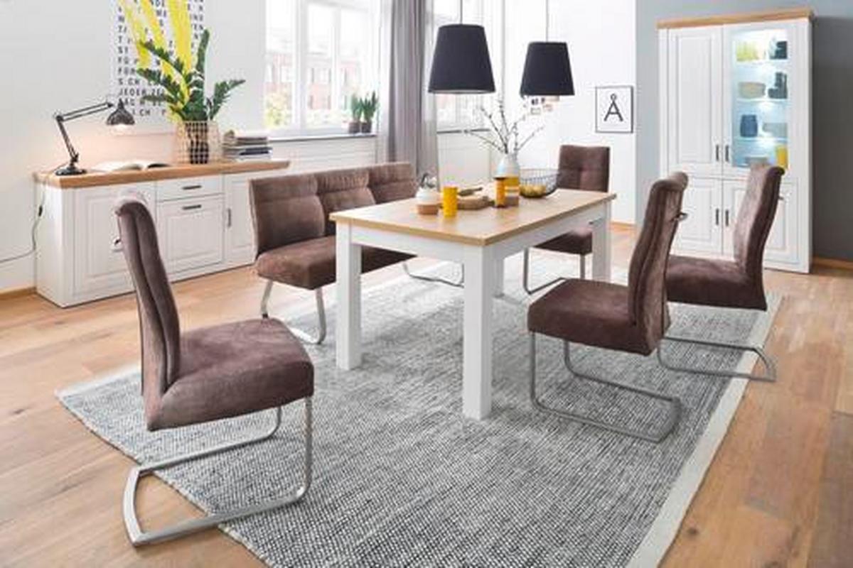 Vitrine Brixen B: 118 cm Eiche/Pinie Dekor - Eichefarben/Pinienfarben, Basics, Glas/Holzwerkstoff (118/210/40cm) - Livetastic