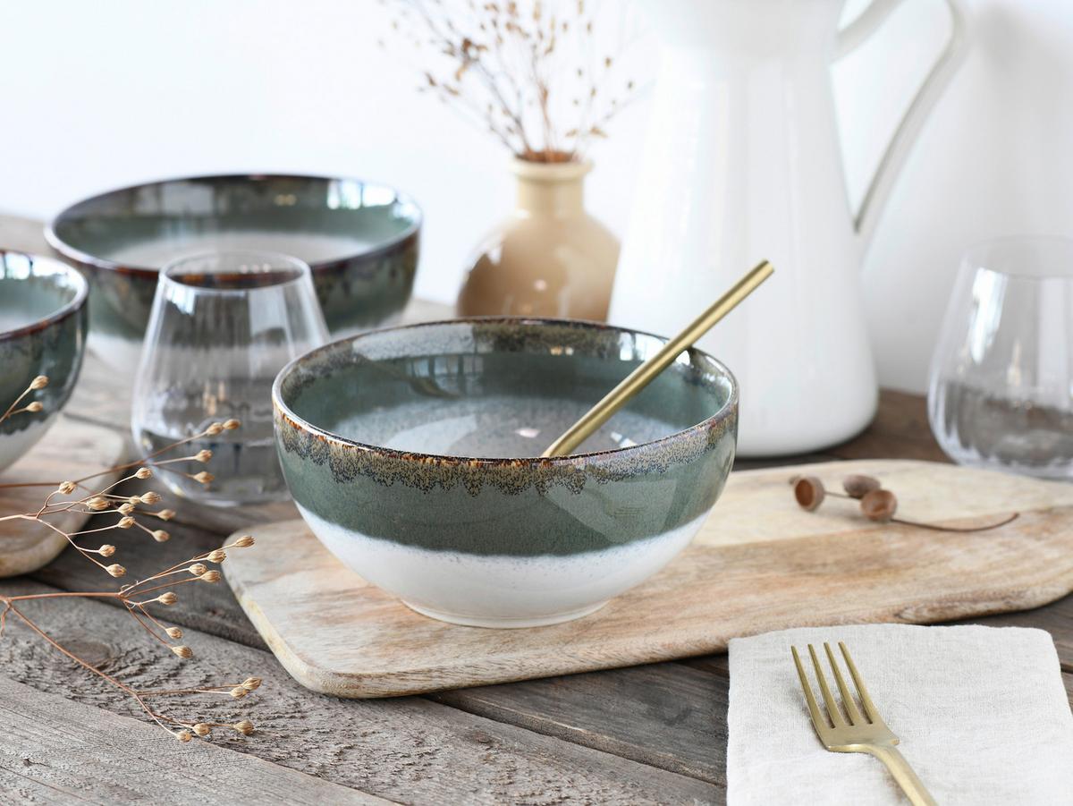 Schüsselset Cascade Weiß/Blaugrau 4-teilig - Blaugrau/Weiß, Design - Creatable